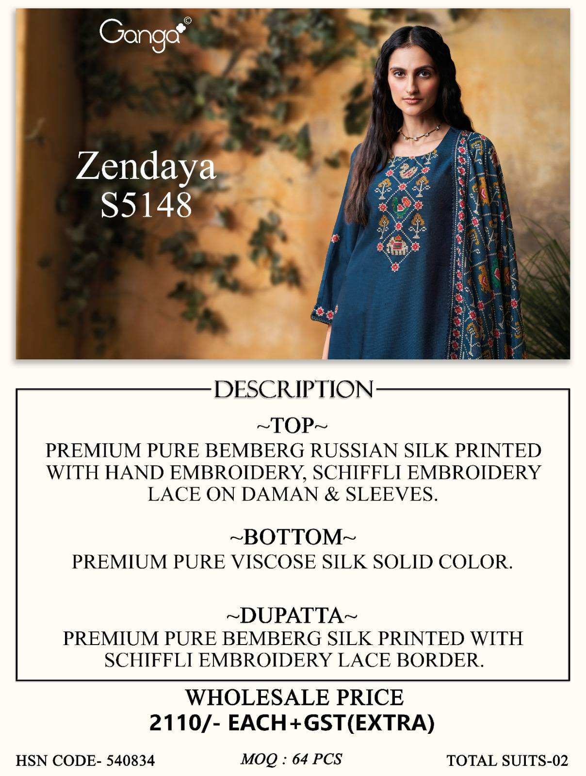 ZENDAYA 5148 SERIES BY GANGA FASHION Beautiful Colourful RUSSIAN SILK Dresses At Wholesale Price